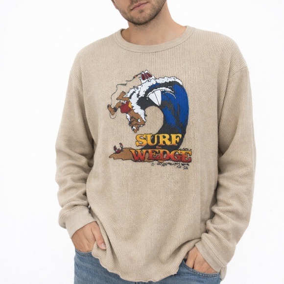Hollister Other - Y2K HOLLISTER Surf Graphic Waffle Knit Long Sleeve Shirt Skater Coastal Men’s M